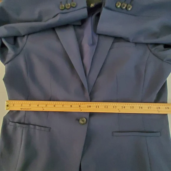 Banana Republic Long and Lean Blazer Size 14 Wool Blend Navy Blue Lined Jacket - Picture 6 of 12